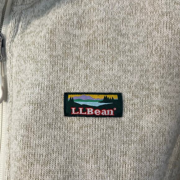 LL Bean Fleece Jacket Woman's Medium Petite Beige Sherpa Knit -Preowned - Picture 5 of 5